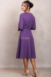Rochie Monicca mov cu strass-uri la decolteu si curea